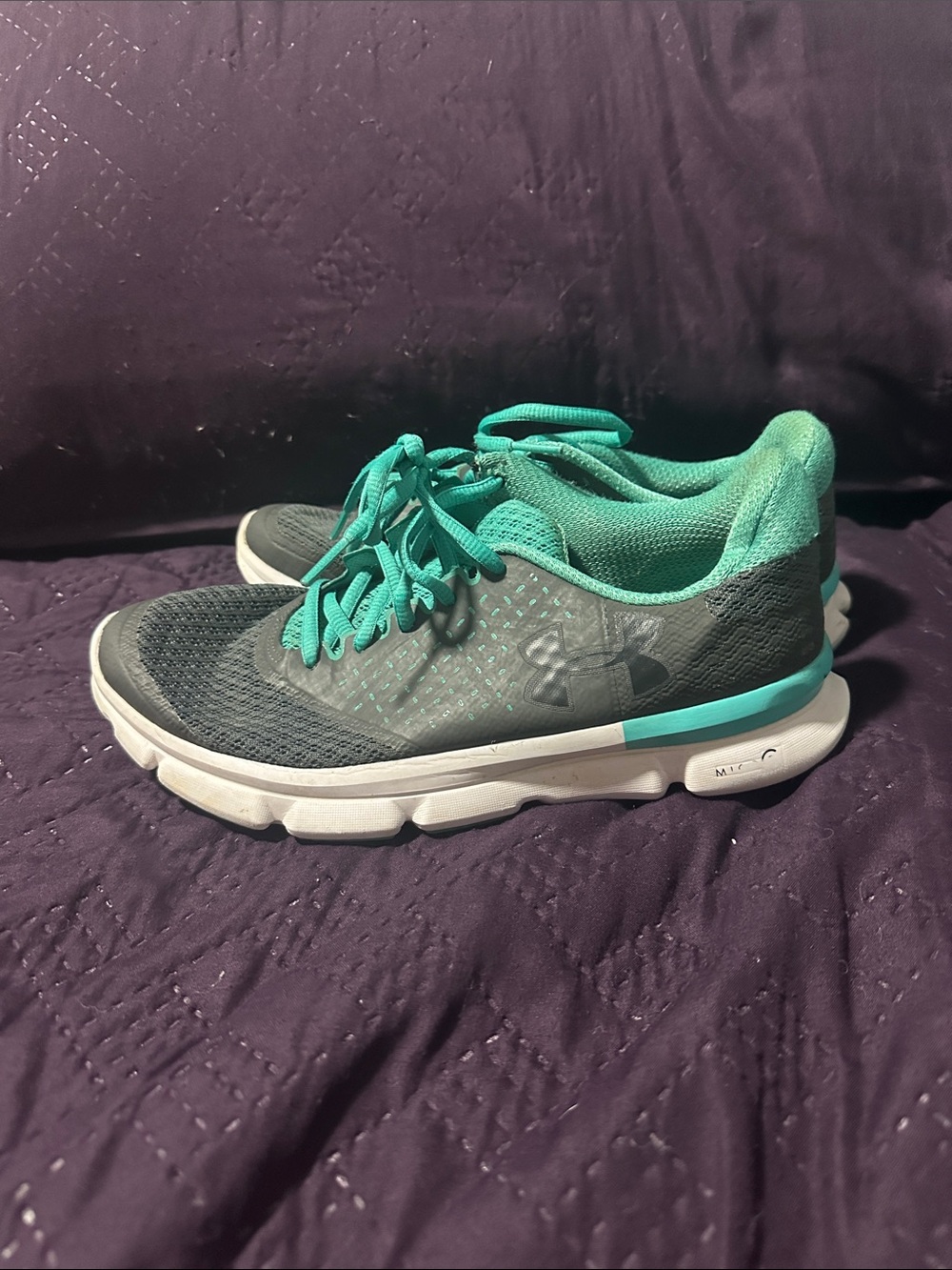 Under Armour Women's Gray and Teal Athletic Running Shoes